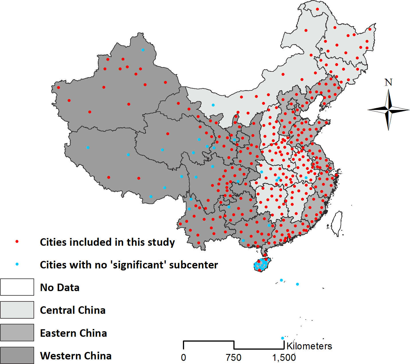 Chinese cities at prefecture level and above.
