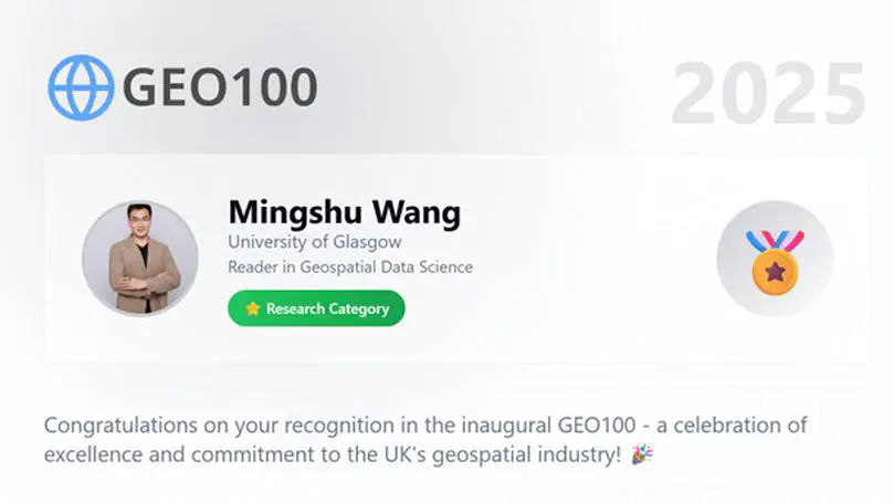 Dr. Mingshu Wang Named to the Inaugural UK GEO100