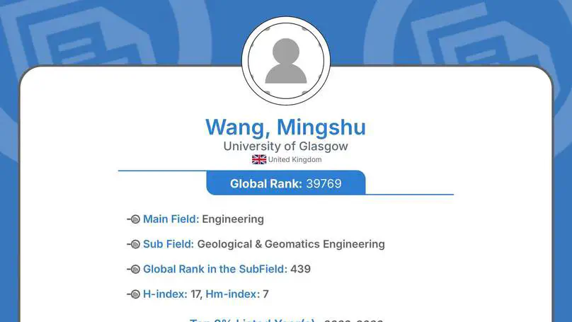 Mingshu Wang Joins Stanford–Elsevier Career-Long Top 2% Scientists List